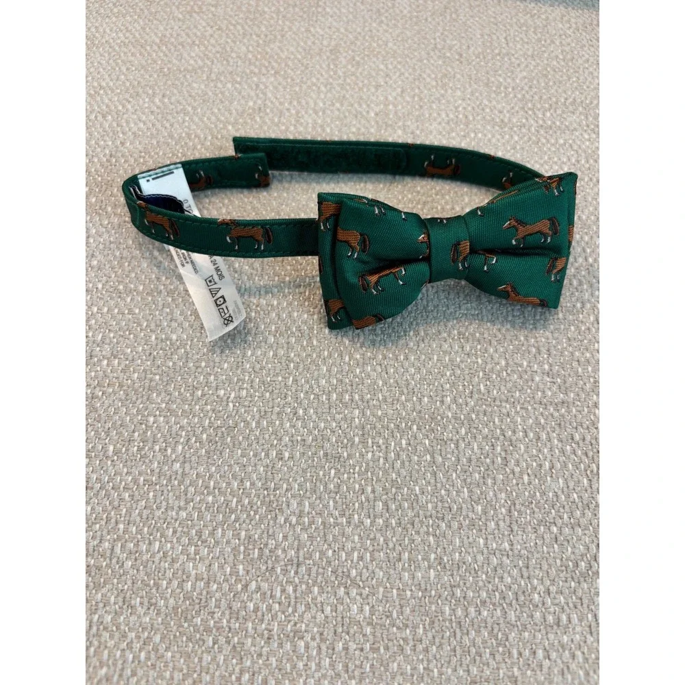Baby Boys Green Horse Print Bow Tie Adjustable 0-24 Months Holiday Wedding